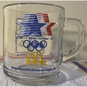 Vintage 1984 Olympics Los Angeles Coffee/Tea Cup/Mug McDONALDS Promotional GLASS